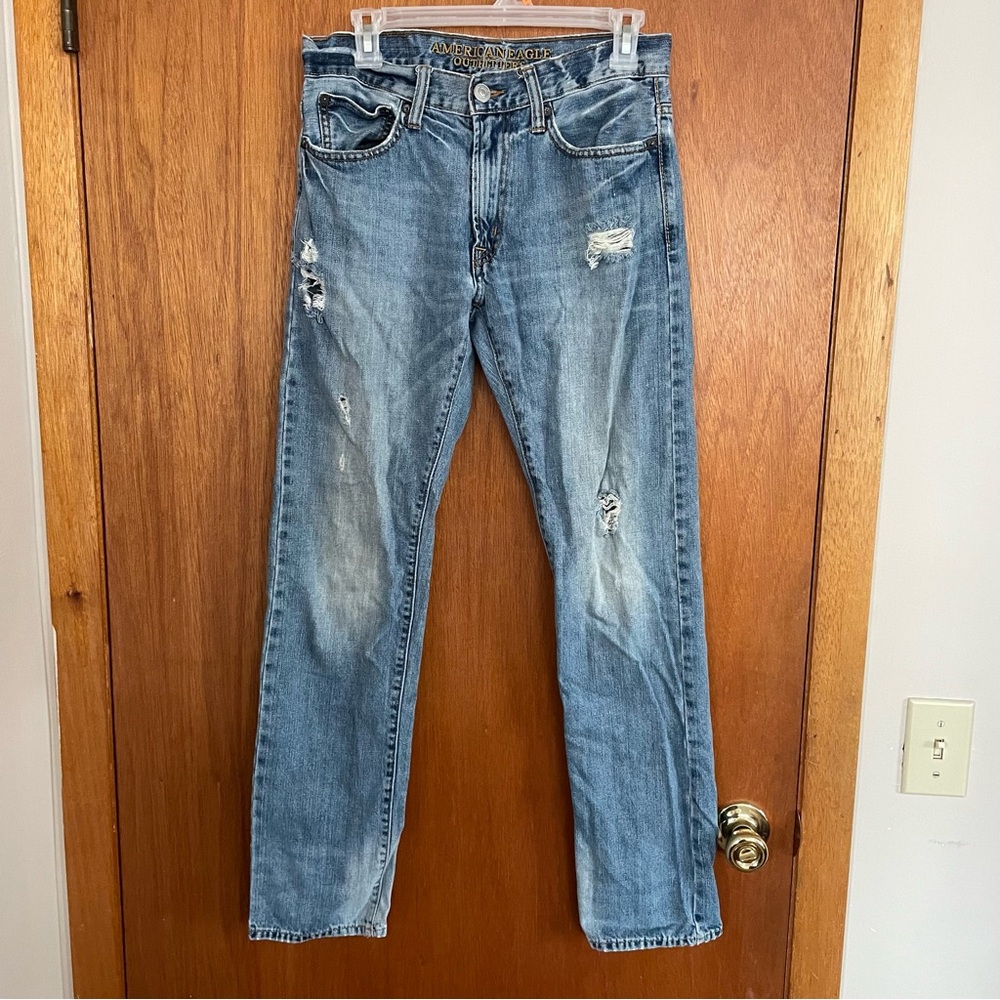 American eagle outfitters Men's Blue Distressed Jeans 29 32 slim straight